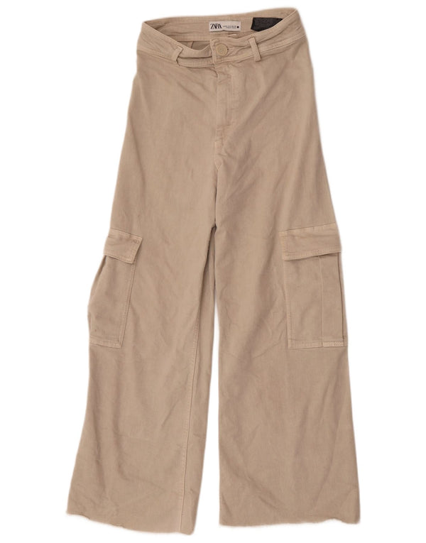 Jeans cargo a gamba larga da donna Zara a vita alta EU 36 XS W26 L28 Cotone beige