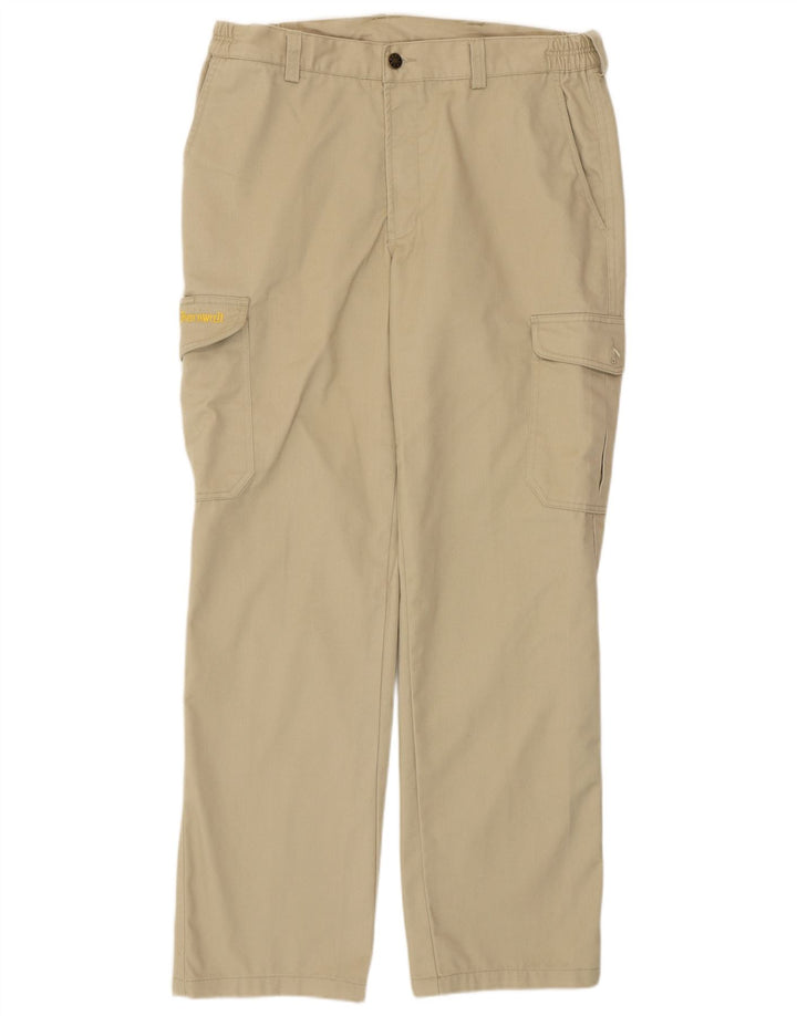 Pantaloni cargo dritti da uomo VINTAGE IT 50 Large W34 L31 Poliestere beige