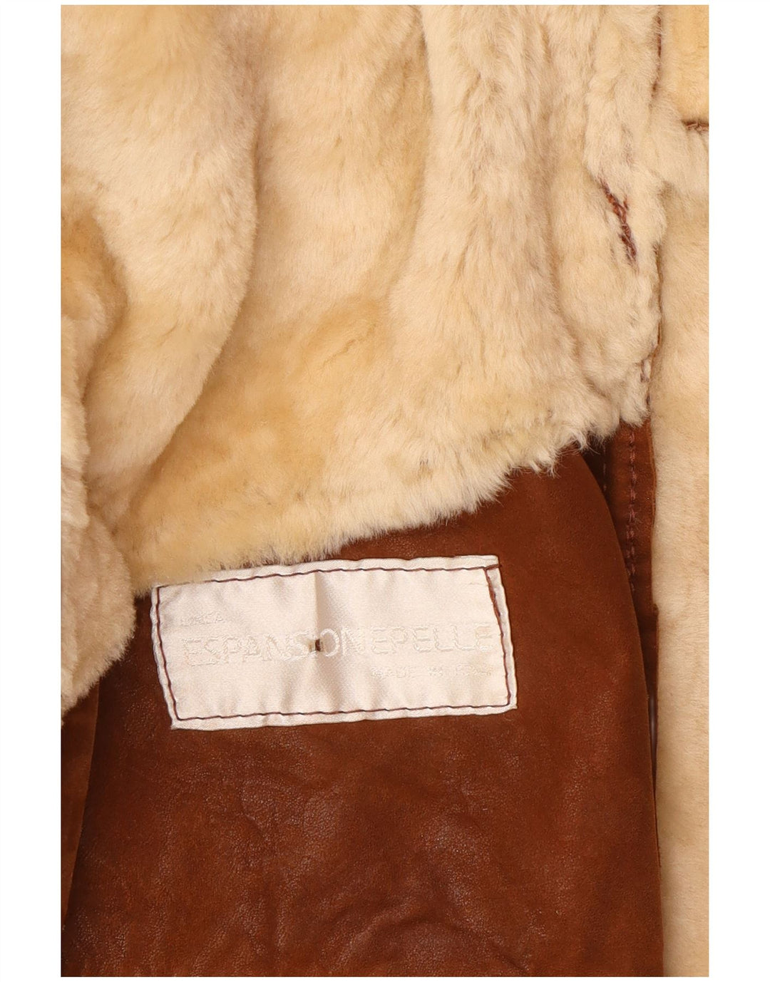 Giubbotto oversize in shearling vintage da donna US 8 in pelle marrone medio