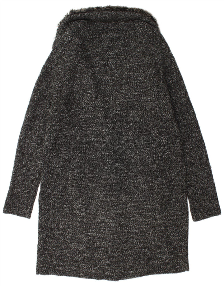 Soprabito oversize in maglia Zara da donna UK 10 piccolo acrilico chiazzato nero