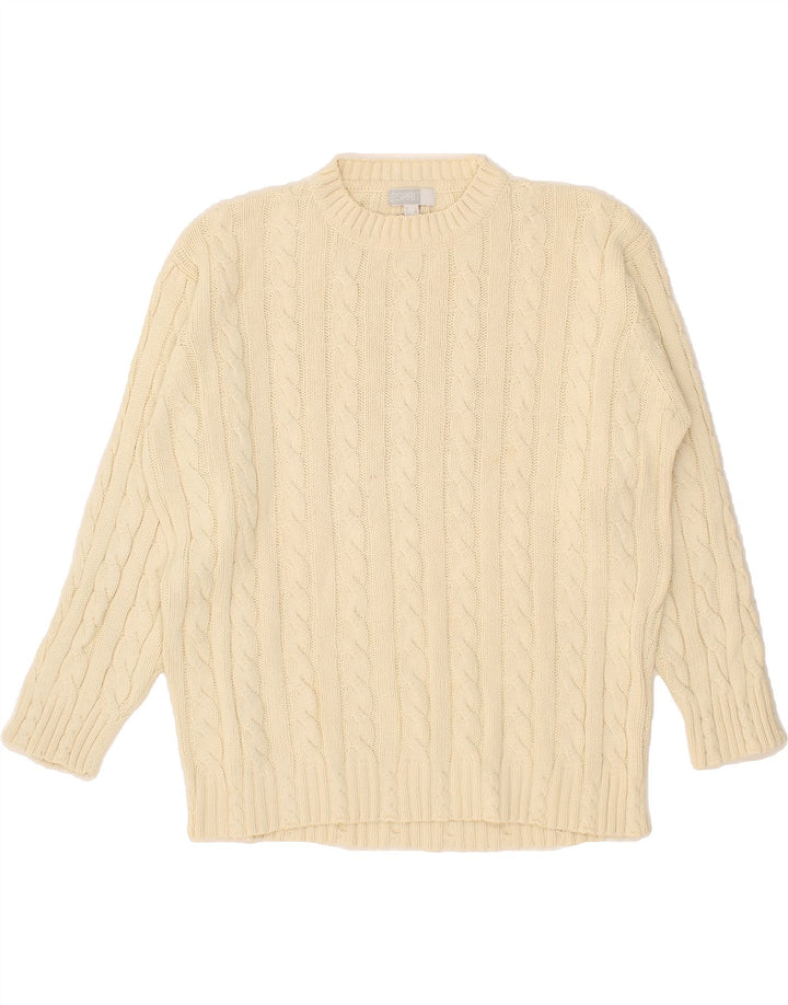 ESPRIT Womens Oversized Crew Neck Jumper Sweater UK 10 Small Beige Cotton Vintage Esprit and Second-Hand Esprit from Messina Hembry 