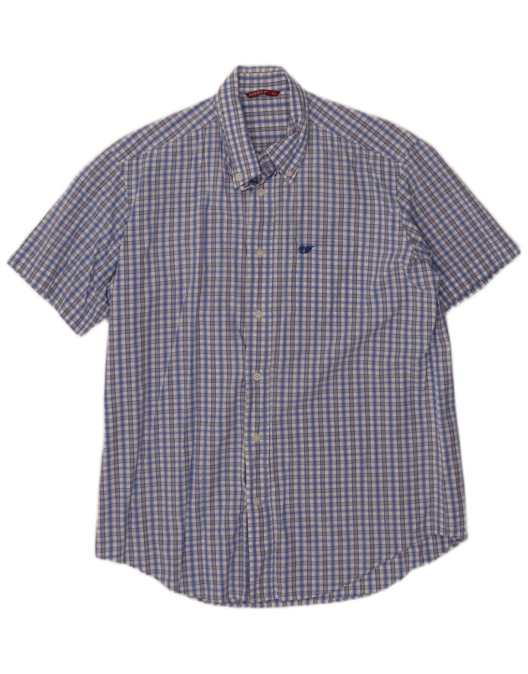 Carrera Camicia a maniche corte da uomo in cotone a quadri blu grandi