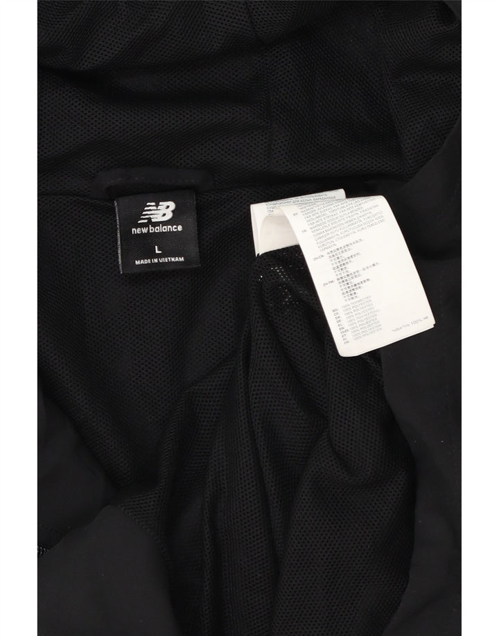Giacca antipioggia con cappuccio grafico da uomo New Balance UK 40 grande poliestere nero