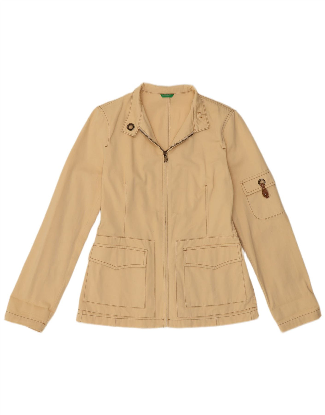 Giacca Utility Donna BENETTON IT 42 Cotone Beige Medio