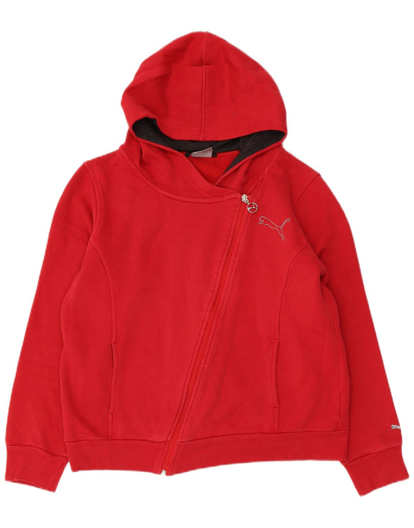 PUMA Felpa con cappuccio e zip da donna UK 16 Large Rosso Cotone