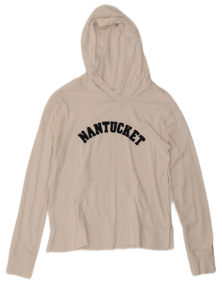 Maglione con cappuccio grafico Nantucket da donna CHAMPION UK 10 piccolo cotone bianco