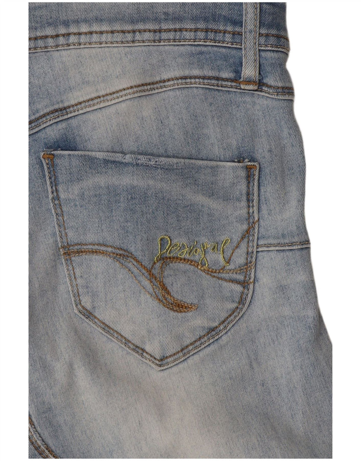 Mini gonna di jeans grafica da donna Desigual W30 blu medio floreale
