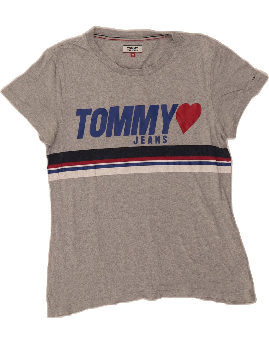TOMMY HILFIGER Womens Graphic T-Shirt Top UK 14 Medium Grey Vintage Tommy Hilfiger and Second-Hand Tommy Hilfiger from Messina Hembry 