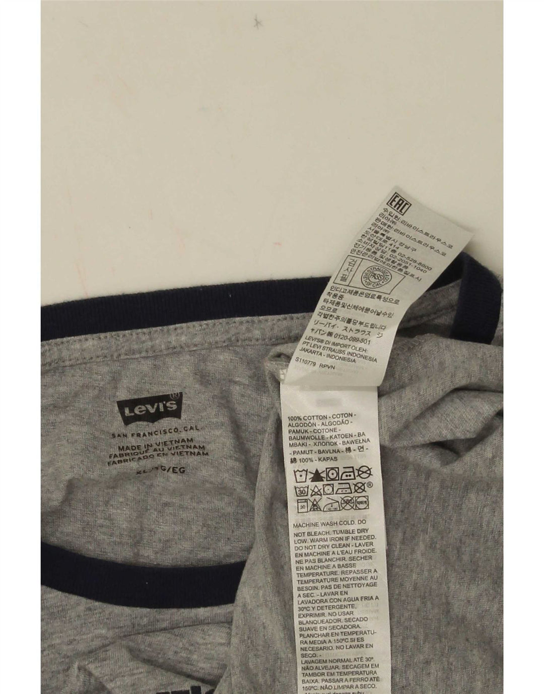T-shirt grafica da uomo Levi's Top XL in cotone grigio