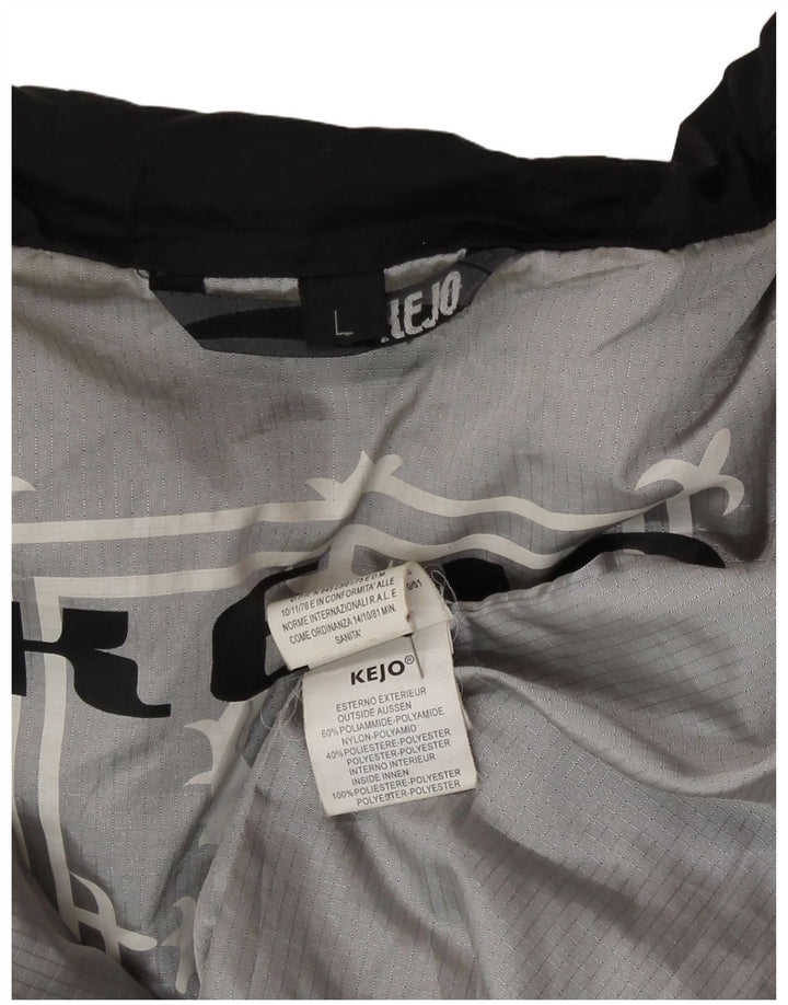 Kejo Giacca imbottita con cappuccio grafico da uomo UK 40 Large Nero Poliammide