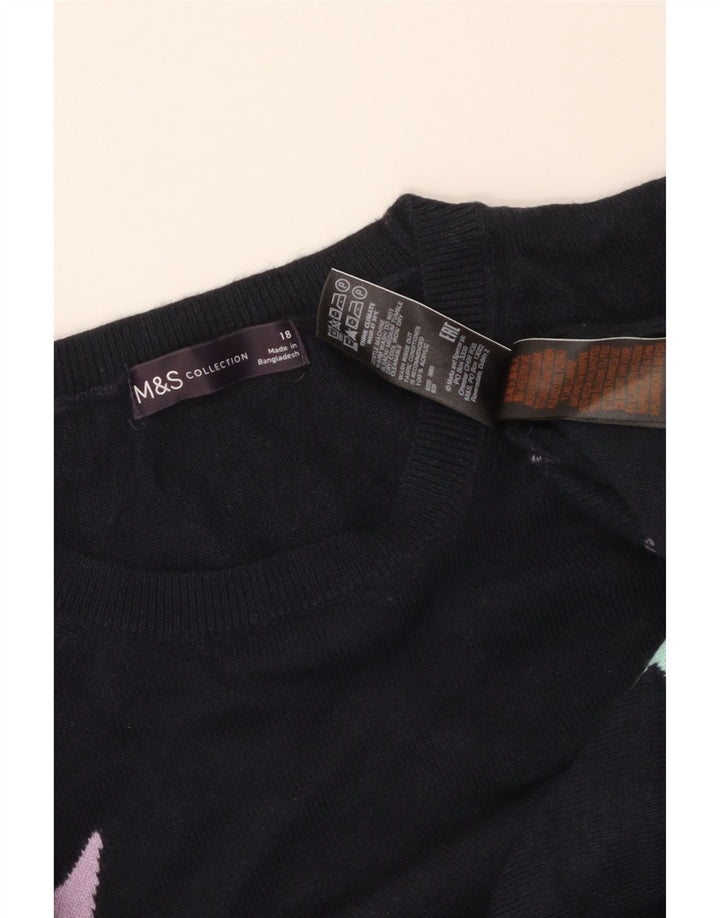 MARKS & SPENCER Maglione da donna con scollo a barca UK 18 XL Blu navy