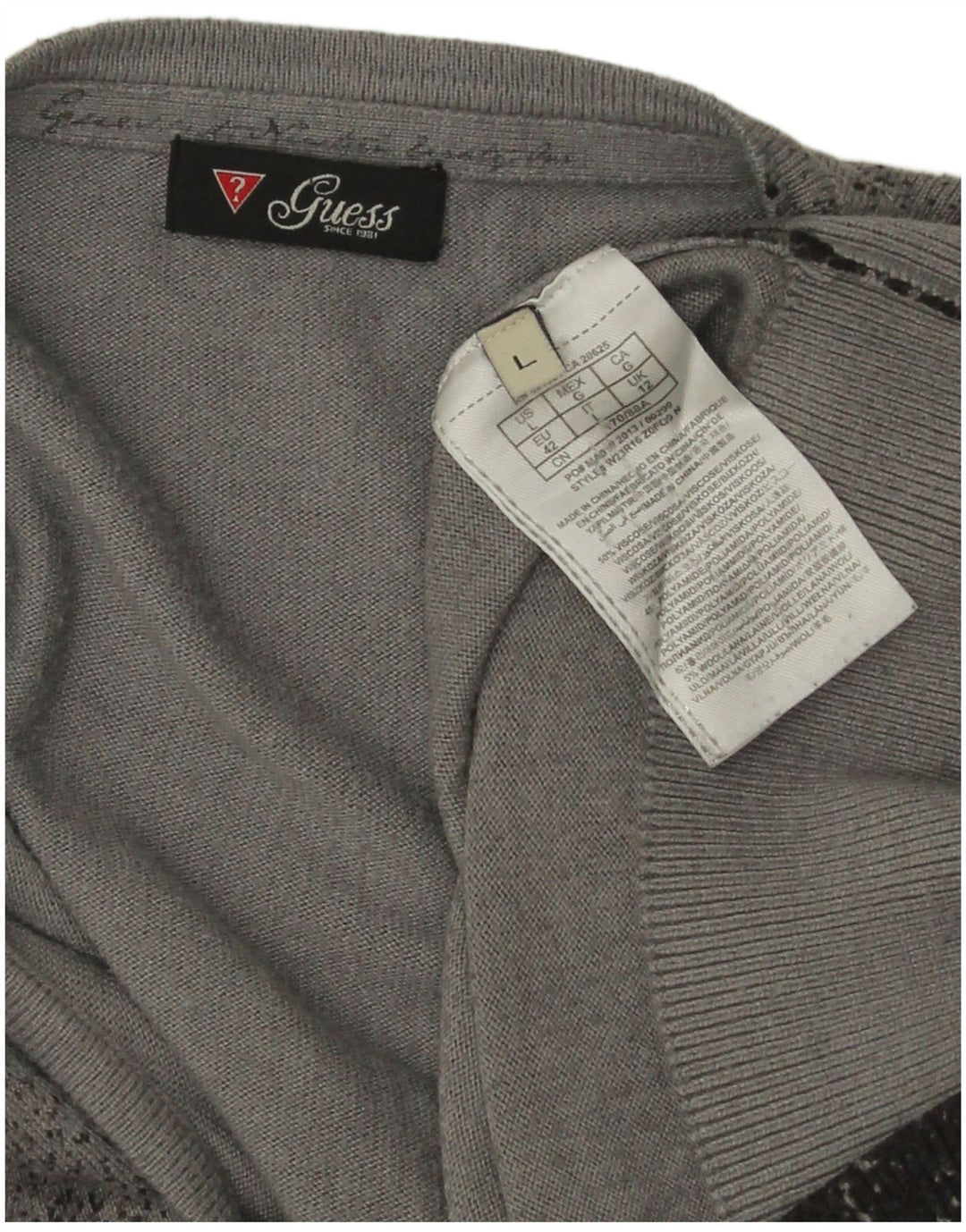 Maglione cardigan da donna Guess UK 12 Viscosa screziata grigio medio