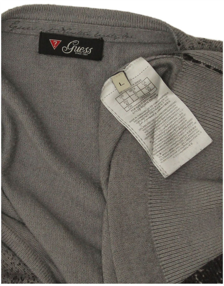 Maglione cardigan da donna Guess UK 12 Viscosa screziata grigio medio