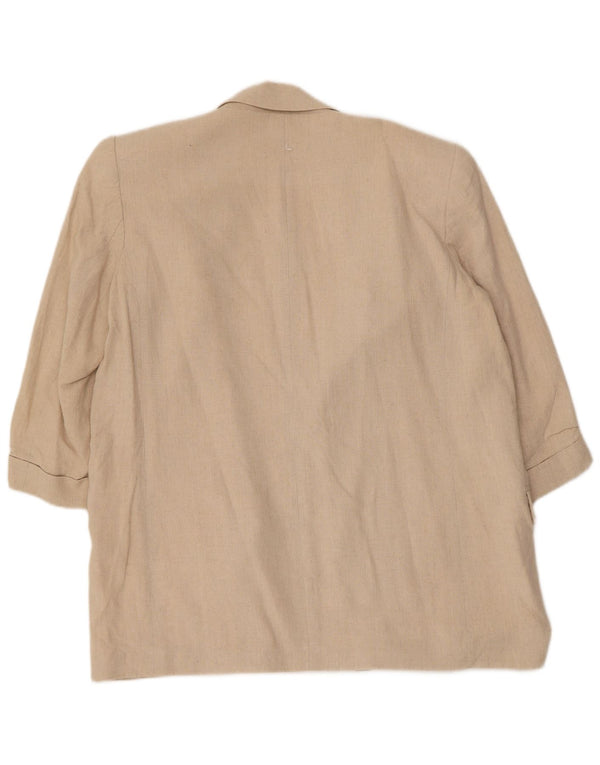 Giacca blazer aperta da donna con maniche a 3/4 Zara UK 16 grande lino beige