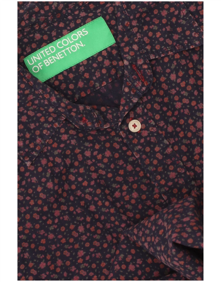 Camicia da uomo BENETTON media blu navy floreale