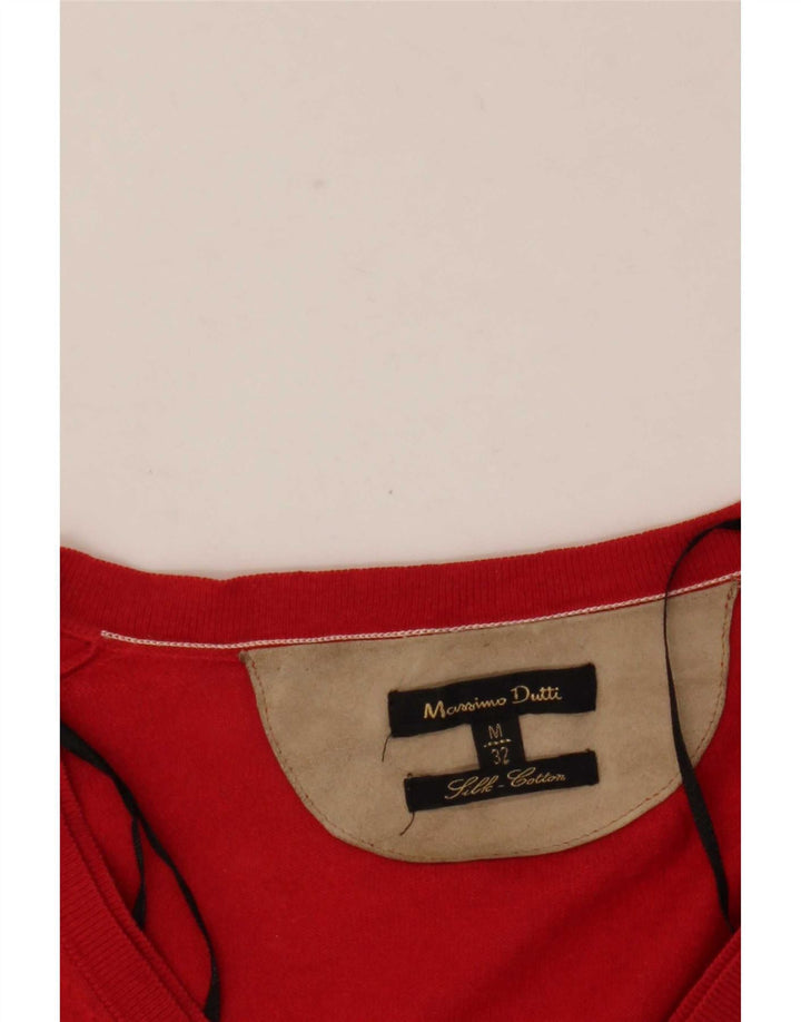 Massimo Dutti Maglione da donna con scollo a V UK 12 Seta rossa media
