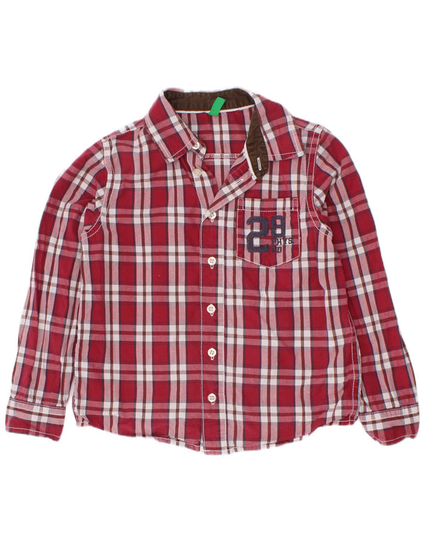 Camicia grafica Benetton per ragazzi 3-4 anni a quadri rossi