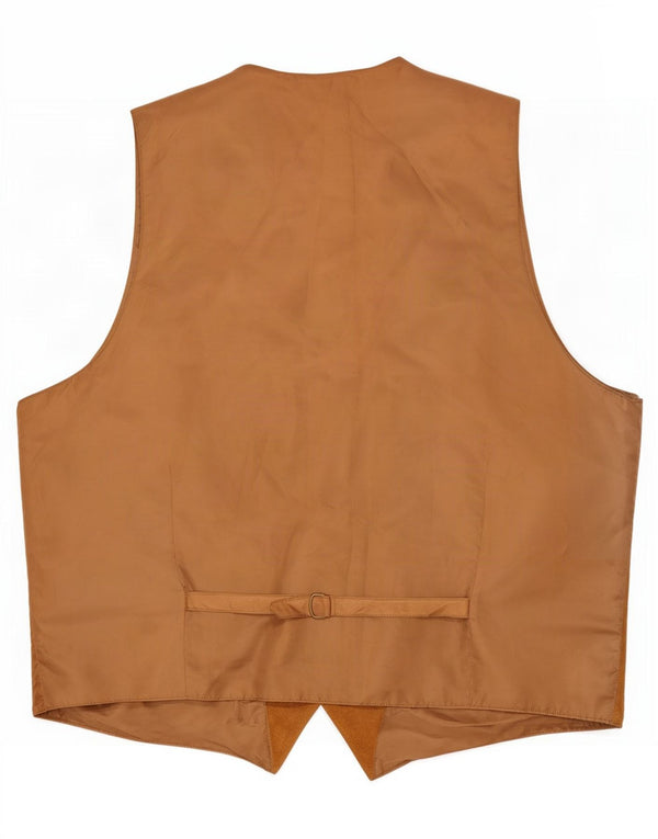 Vintage Mens Slim Suede Waistcoat UK 48 4XL Beige Leather