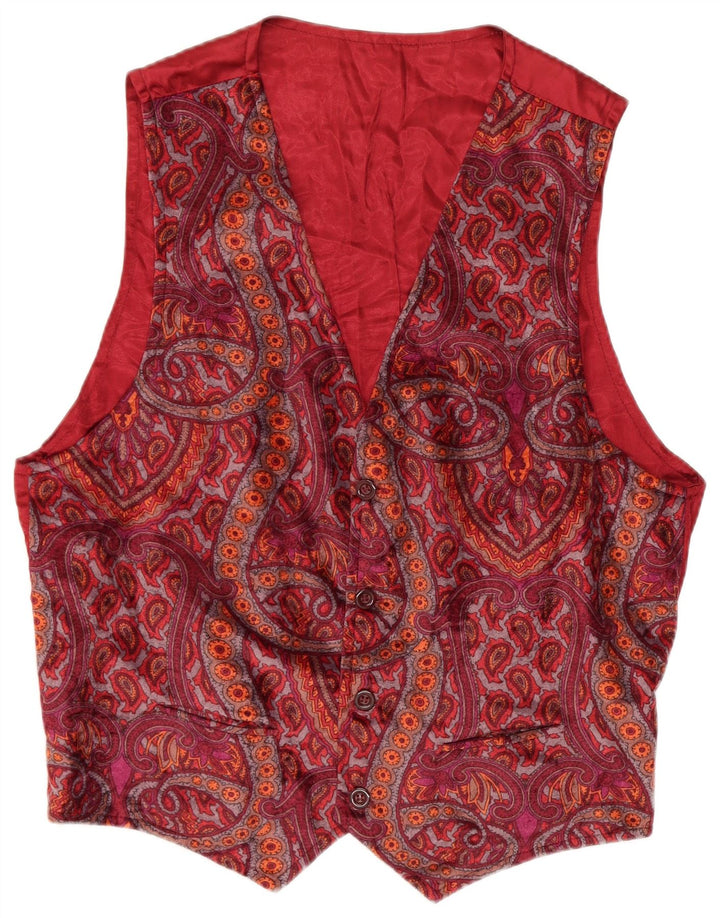 Gilet vintage da uomo con motivo cachemire bordeaux medio