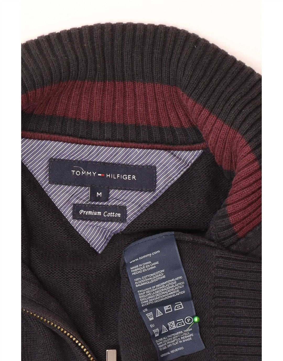Maglione maglione con zip da uomo Tommy Hilfiger in cotone blu navy medio