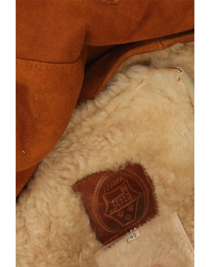 Giacca da uomo in pelle scamosciata Sherpa con cappuccio Marika UK 40 grande marrone
