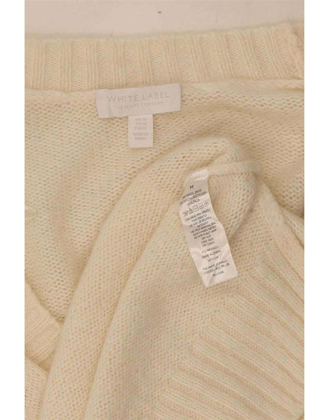 Maglione cardigan con etichetta da donna The White Company UK 14 Medium Off Lana