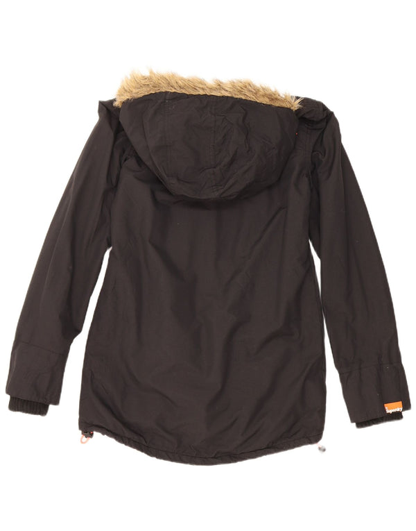 Giacca Parka da donna con cappuccio Superdry UK 6 XS poliestere nero
