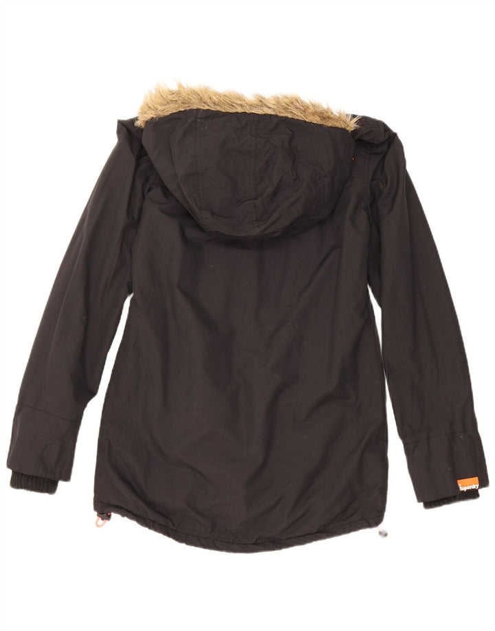 Giacca Parka da donna con cappuccio Superdry UK 6 XS poliestere nero