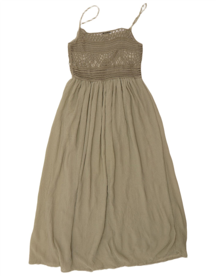 Maxi prendisole Zara da donna UK 8 piccolo poliestere kaki