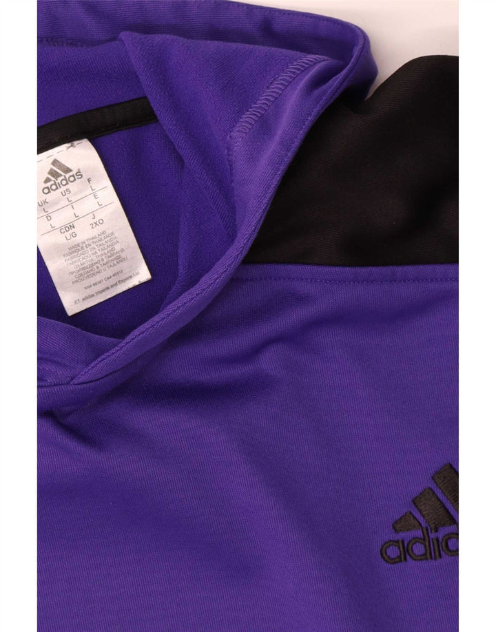 Felpa con cappuccio da uomo Adidas Large viola color block in poliestere