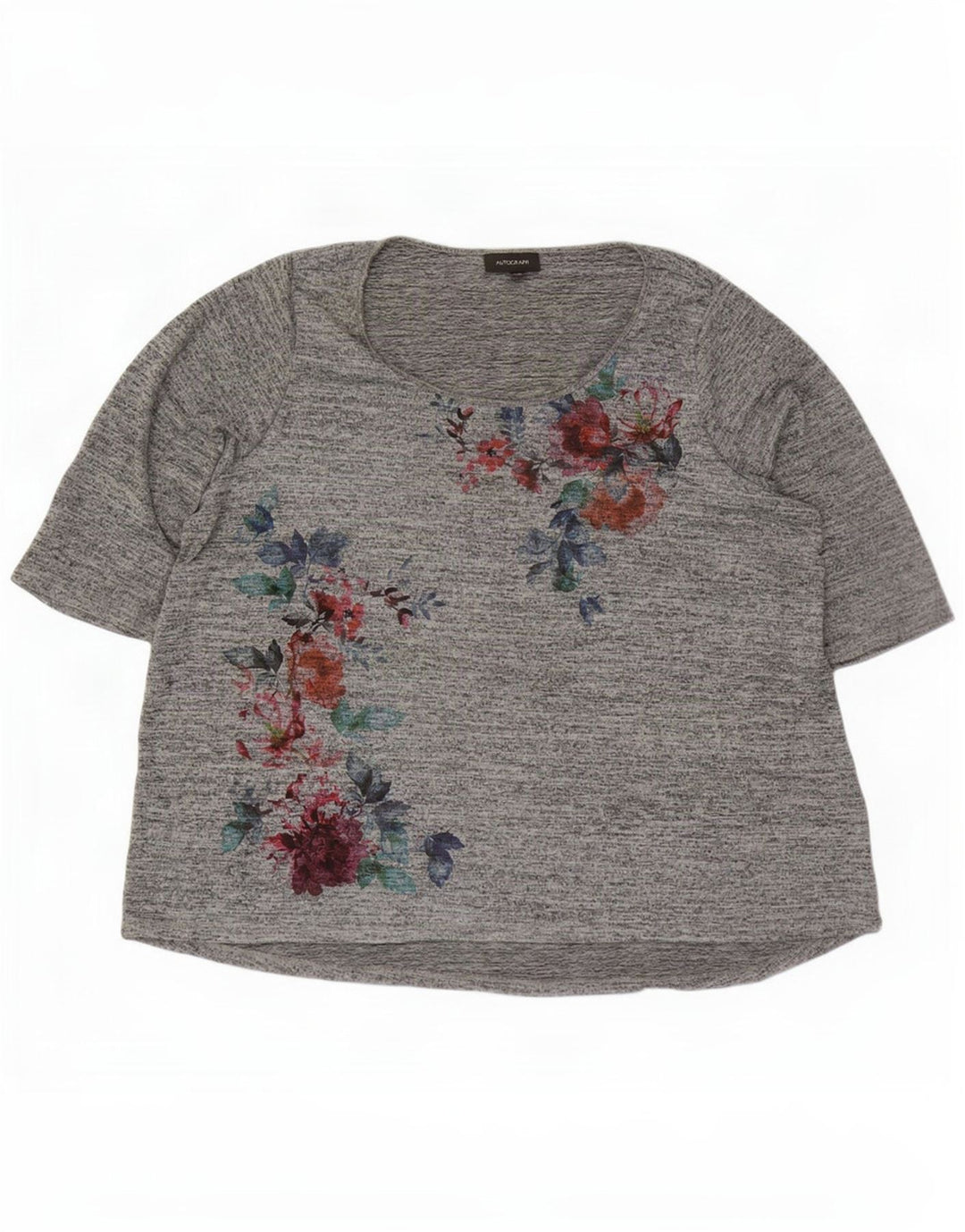 Marks & Spencer Top con grafica autografa da donna manica 3/4 UK 26 5XL Grigio