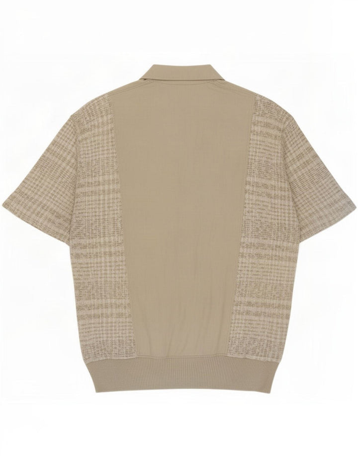 Camicia pullover a maniche corte da uomo vintage IT 48 a quadri beige medio