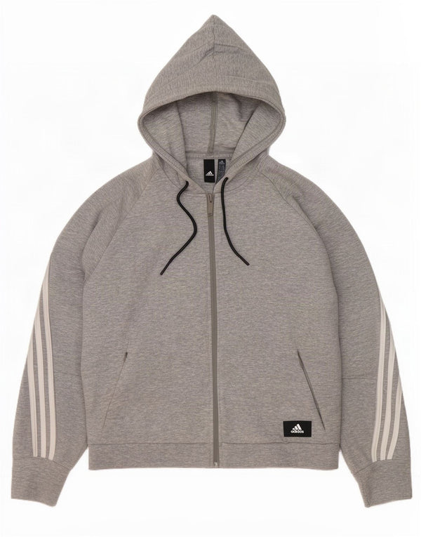Felpa con cappuccio e zip da donna Adidas UK 20/22 XL Cotone grigio