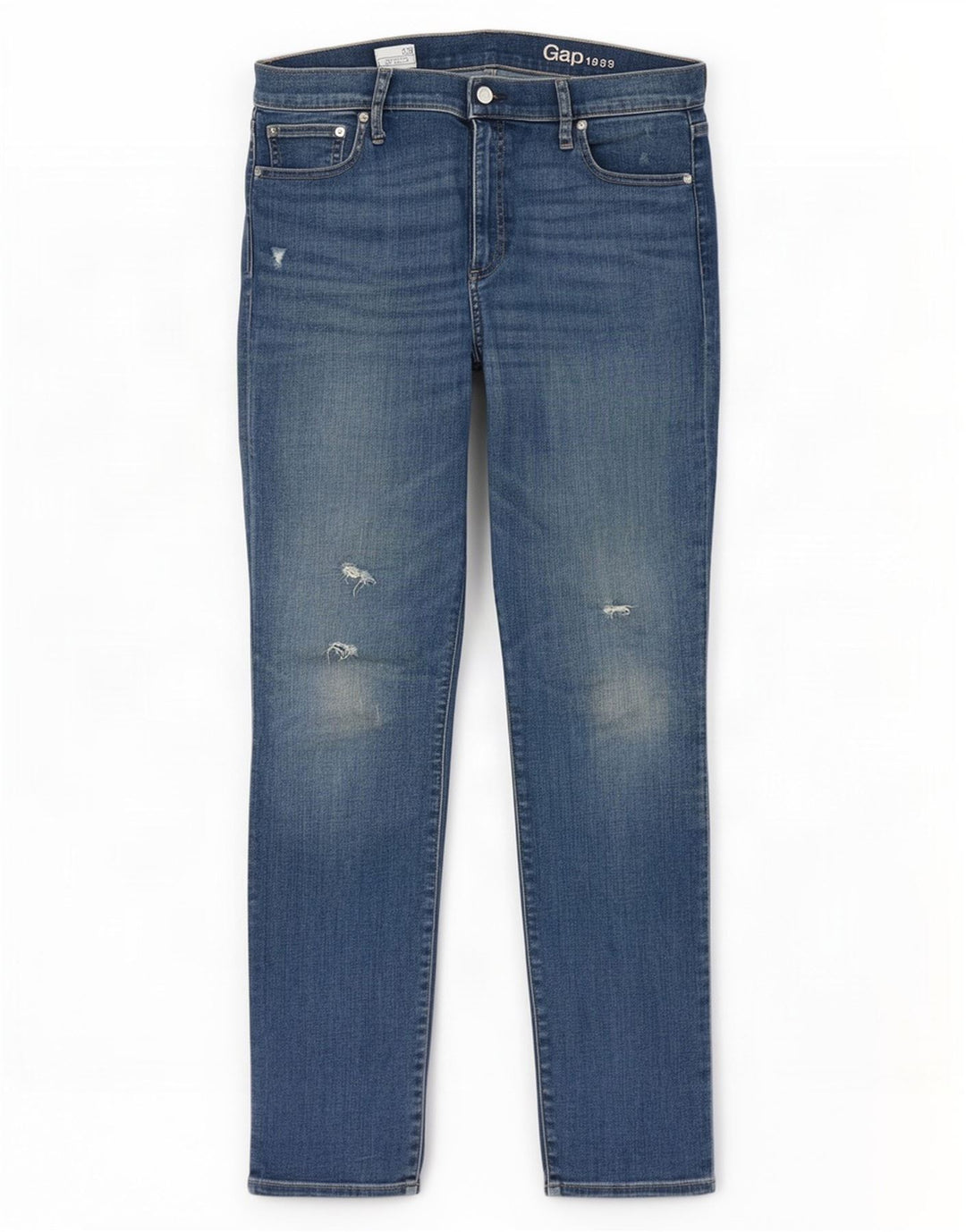Jeans dritti slim effetto consumato Gap Risoluzione da donna W33 L31 Blu