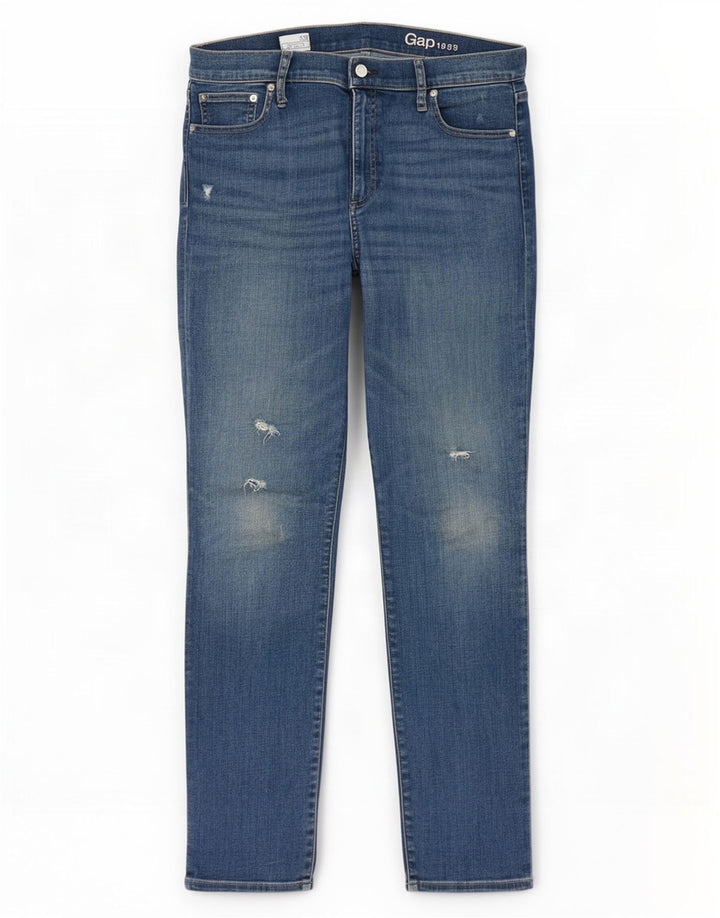 Jeans dritti slim effetto consumato Gap Risoluzione da donna W33 L31 Blu
