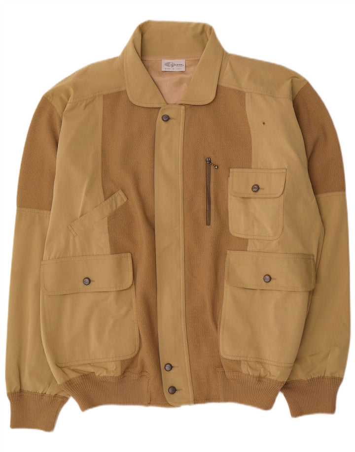 Giubbotto bomber vintage da uomo IT 52 XL Beige Colourblock