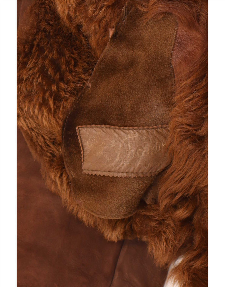 Cappotto in shearling vintage da donna UK 14 Marrone medio