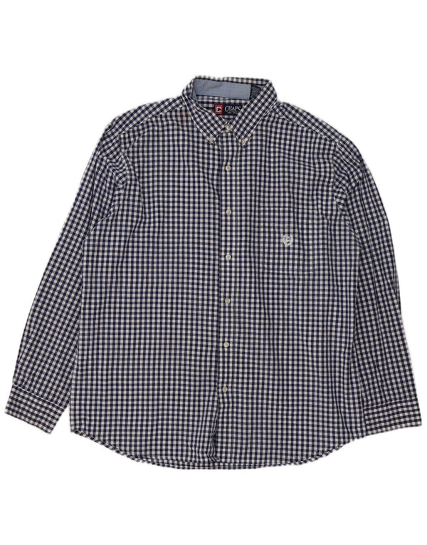 Camicia Chaps da uomo Easy Care XL in cotone a quadretti blu navy