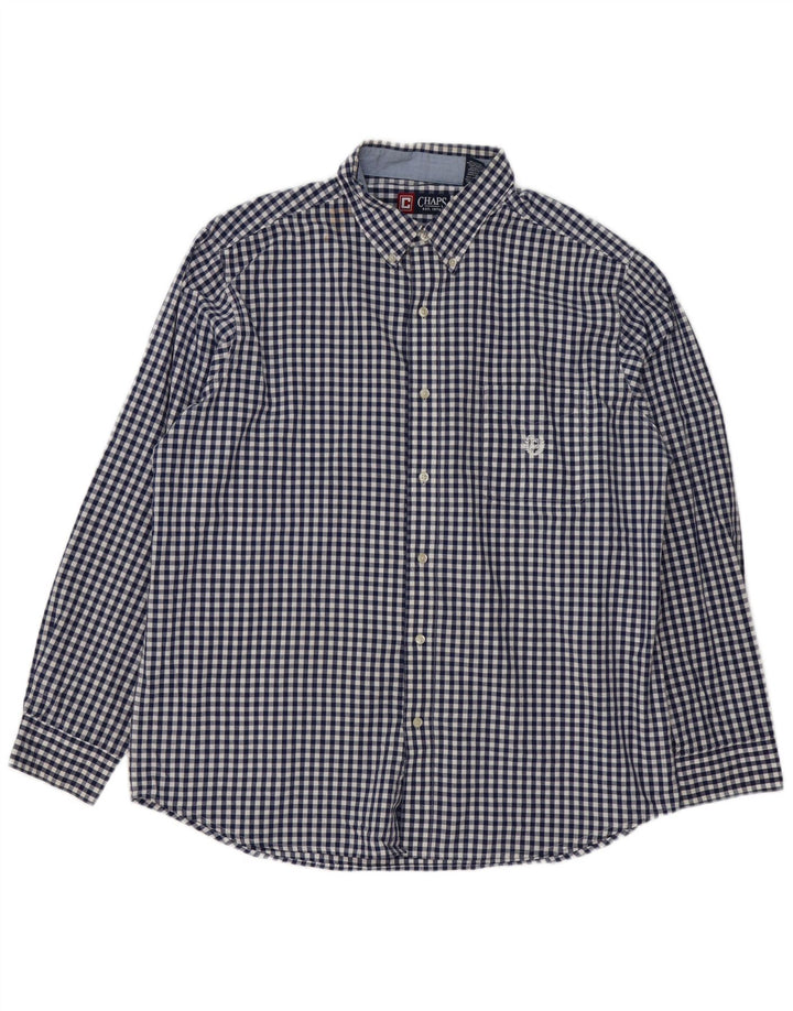 Camicia Chaps da uomo Easy Care XL in cotone a quadretti blu navy
