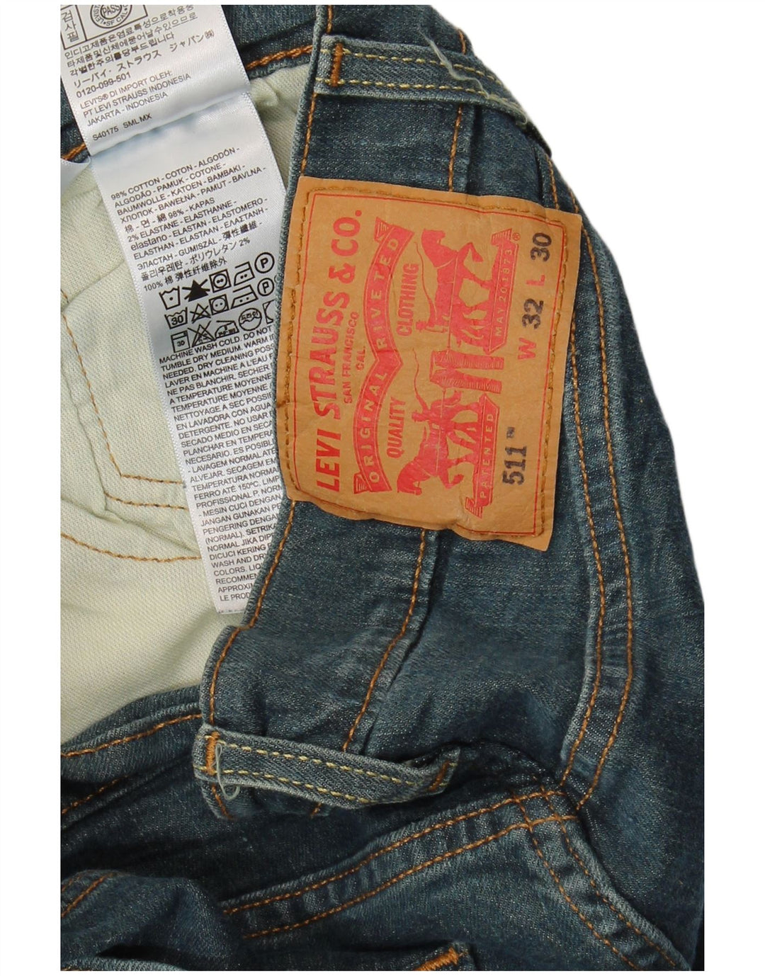 Levi's Uomo 511 Slim Jeans W32 L30 Blu Navy Cotone