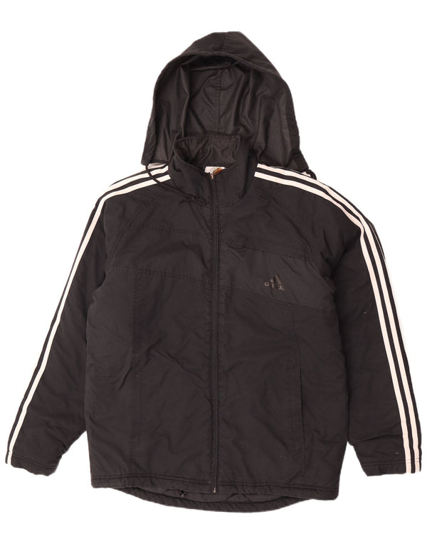 Giacca a vento con cappuccio da uomo Adidas UK 36 Small nera in poliammide