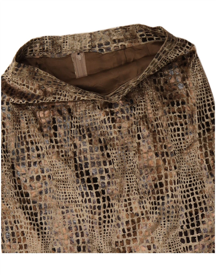 Gonna a tubino vintage da donna W26 piccola stampa animalier beige