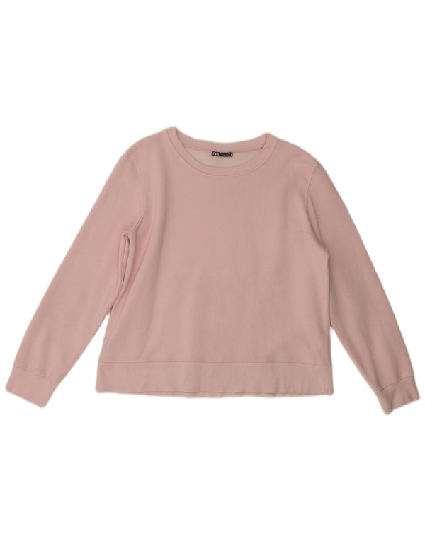 Felpa Zara da donna maglione UK 18 XL cotone rosa