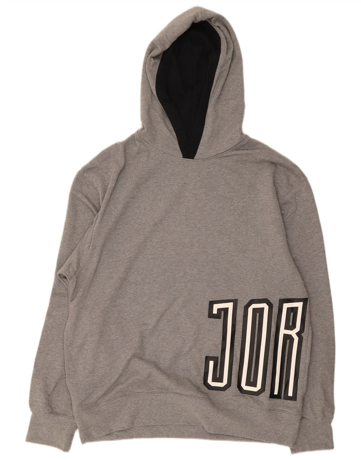 Felpa con cappuccio grafica Jordan da uomo grande in cotone grigio