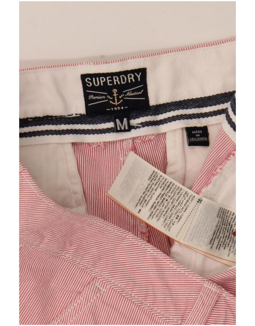 Pantaloncini chino da uomo Superdry medi W32 cotone gessato rosa