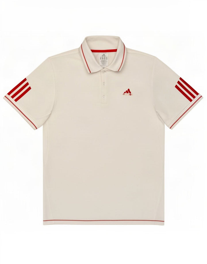 Polo Adidas da uomo in poliestere bianco medio