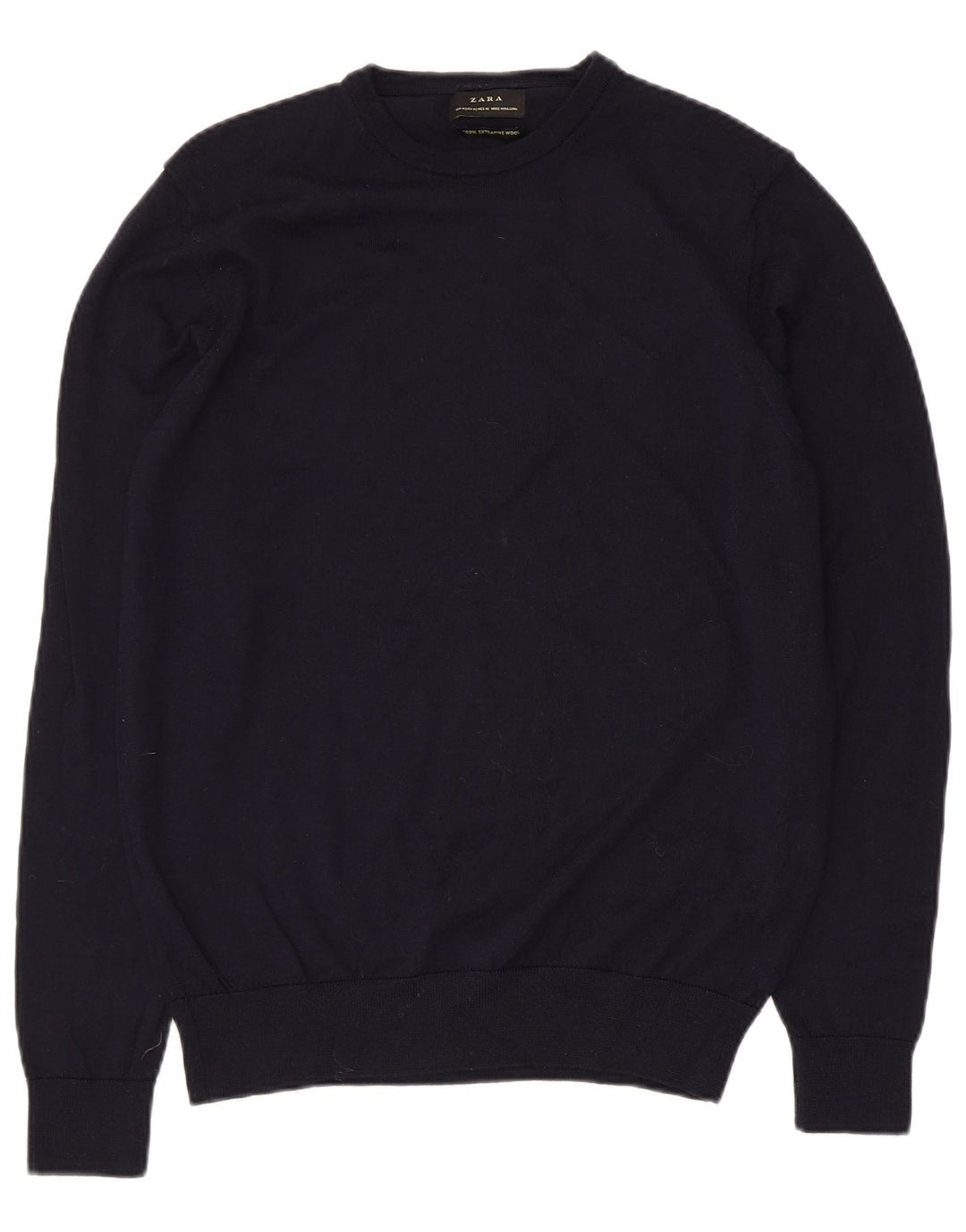 Maglione maglione girocollo da uomo Zara in lana blu navy media