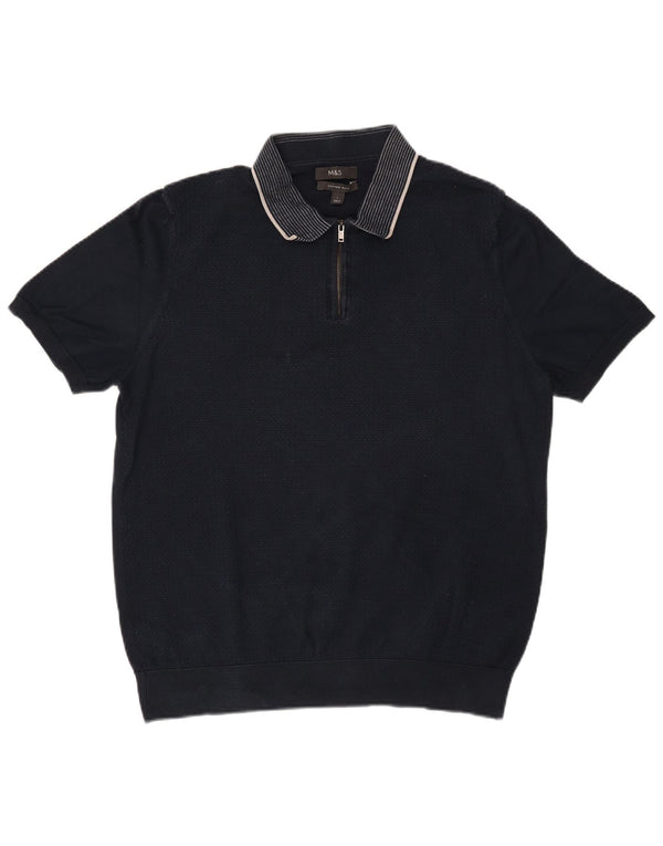 Polo da uomo Marks & Spencer grande in cotone blu navy