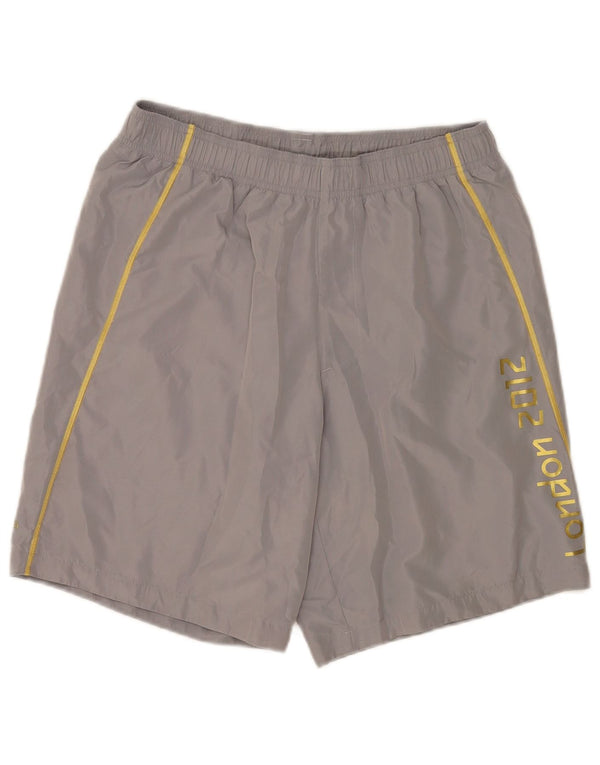 Pantaloncini sportivi grafici da uomo Adidas in poliestere grigio medio