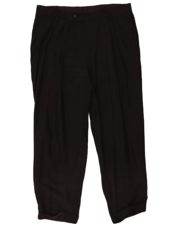 Pantaloni da abito con pegging da uomo Hugo Boss EU 56 3XL W40 L31 Seta nera classica